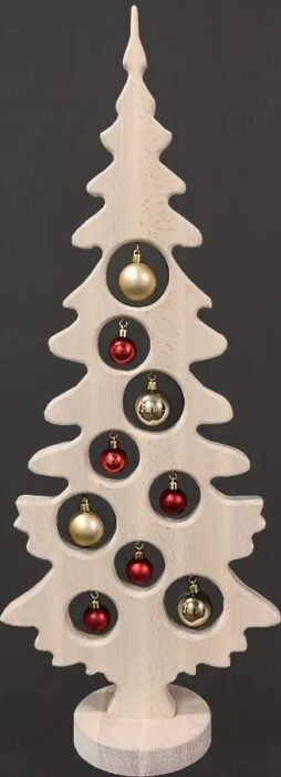 AMADEA Dekorace vánoční strom na podstavci s koulemi bílý