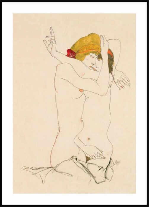 Plakát Egon Schiele - Dvě objímající se