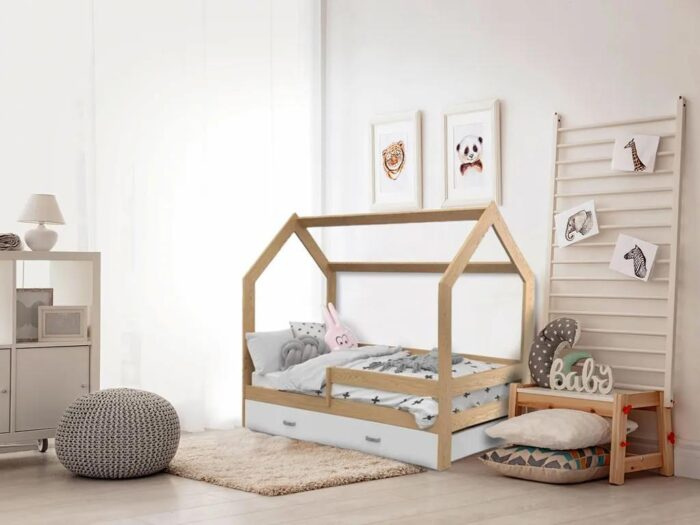 Dětská postel DOMEČEK D3 borovice 80 x 160 cm Rošt: S lamelovým roštem